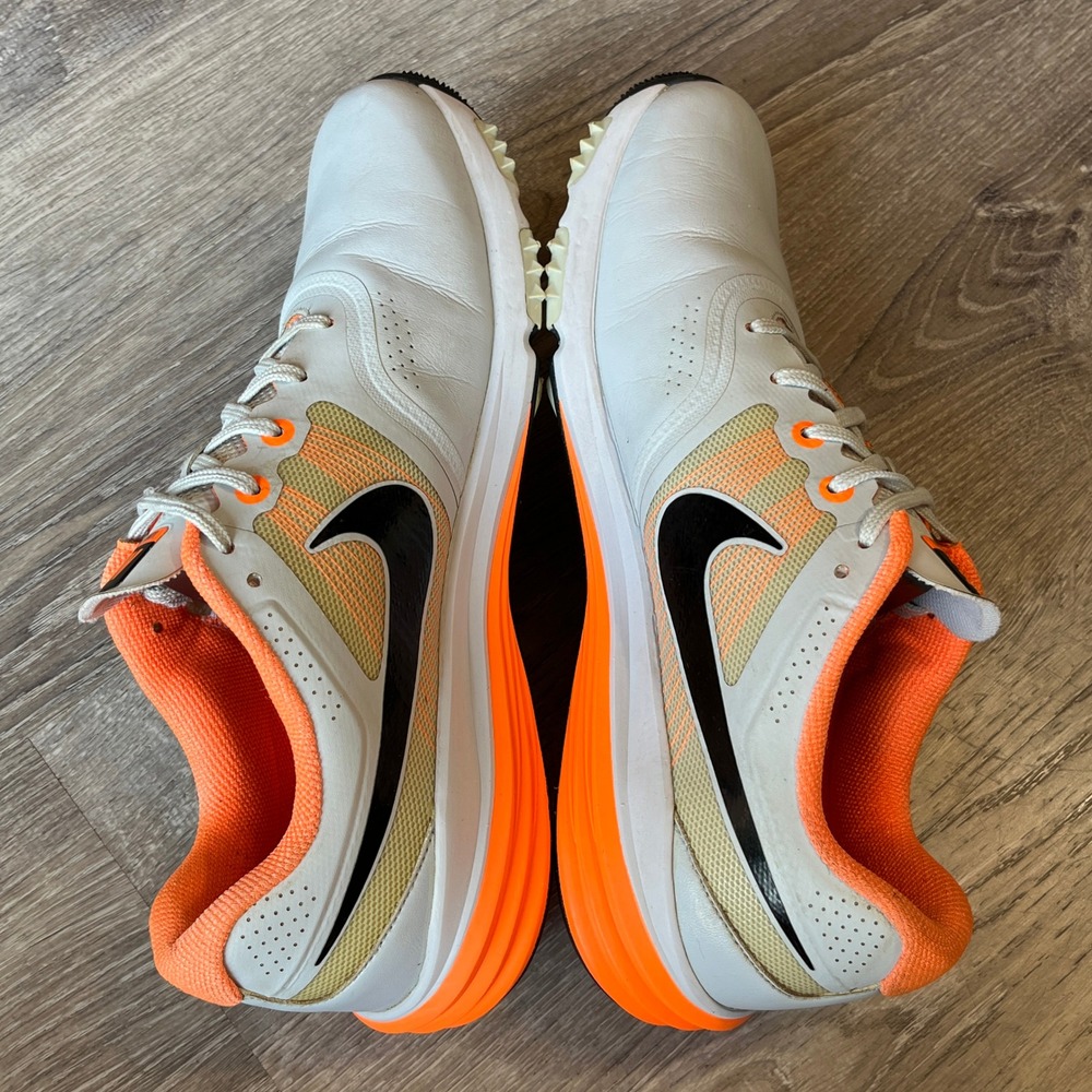 Nike Lunar Command Mens Golf Shoes White Orange Black‎ Spiked 704844-101 Size 10 - Picture 3 of 9